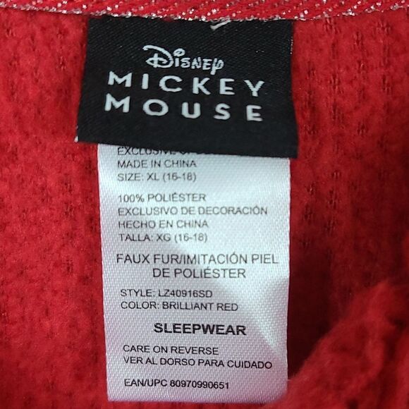 NWT Disney Mickey Mouse Soft Sherpa Fleece XL 16/18 Red Sweatshirt Pullover Top - Picture 4 of 6
